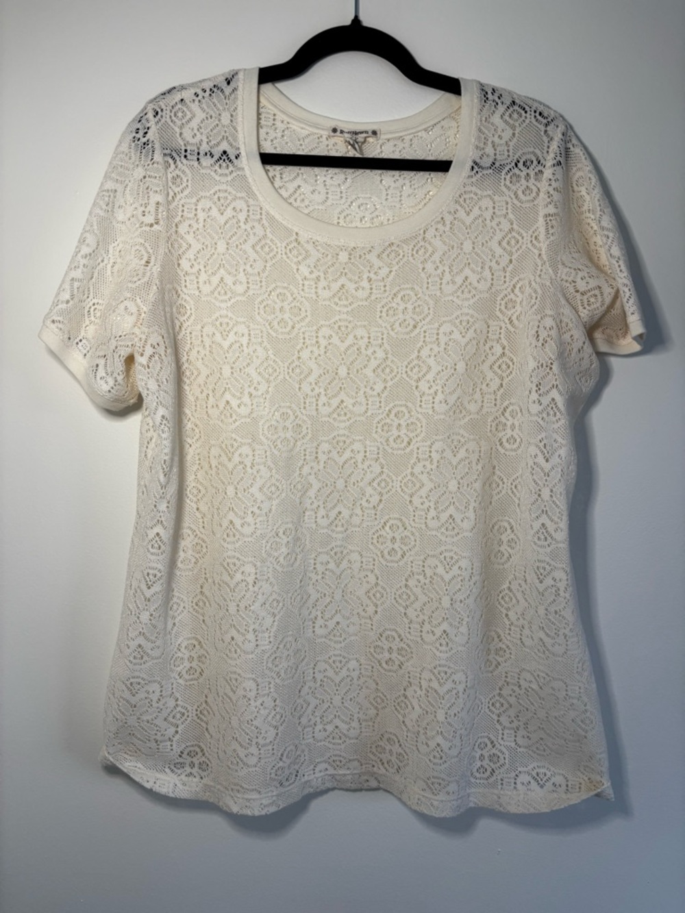 Ruff Hewn Cream Floral Lace Short Sleeve Tee
